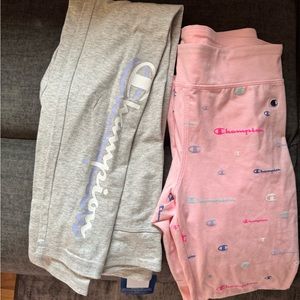 Champion leggings two pairs. Both new pink pair tags off but never worn. kids L